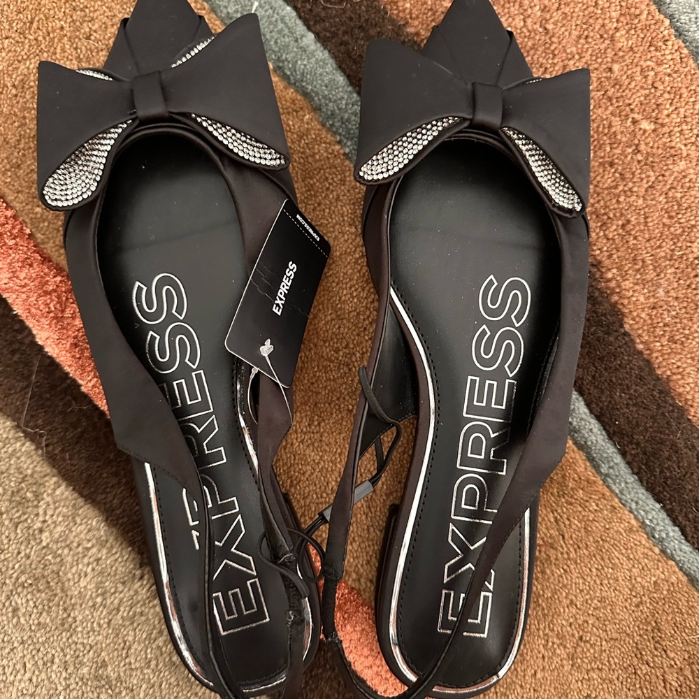 Express Black Slingback Heels with Bow Detail NWT size 10 - Picture 5 of 5